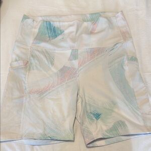 Fabletics White and Blue Athletic Shorts